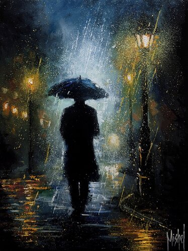 "Rainy Night" by Mishel Alekyan, 회화 for Sale on Singulart