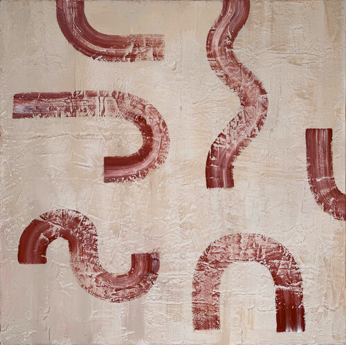 Beige Curves van Anna Rusak, Schilderij te koop op Singulart
