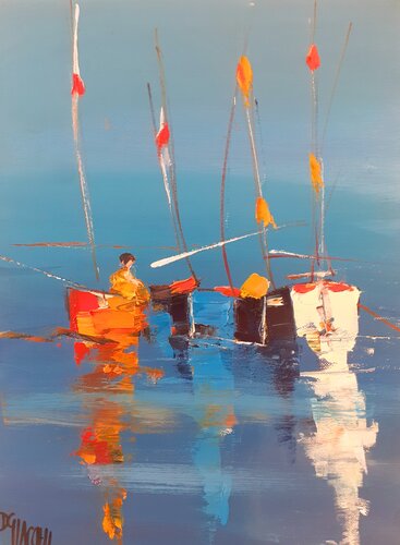 Le pêcheur solitaire by daniel giacchi, Painting for Sale on Singulart