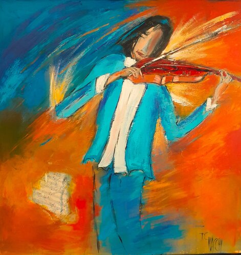 Le violoniste van daniel giacchi, Schilderij te koop op Singulart