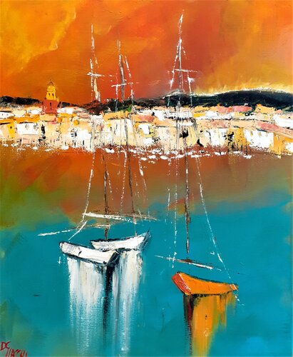 Coucher de soleil sur St Tropez van daniel giacchi, Schilderij te koop op Singulart