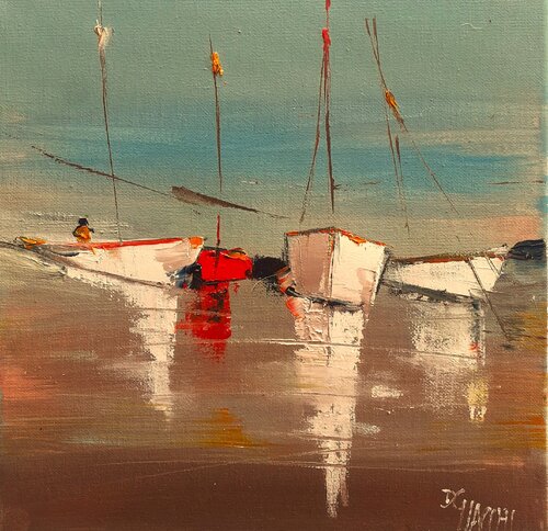 Bateaux à l'aube van daniel giacchi, Schilderij te koop op Singulart