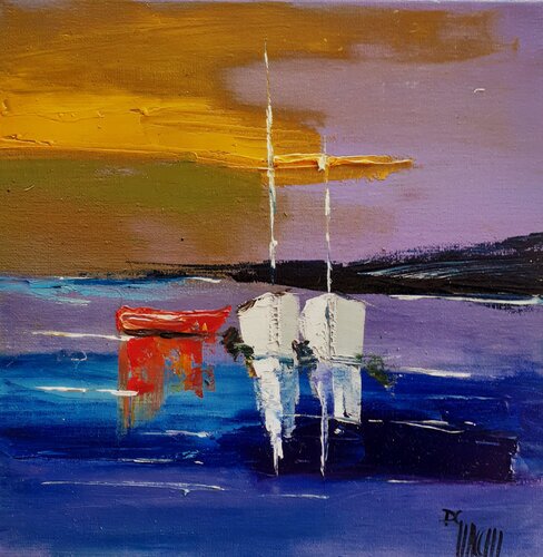 Bateaux de nuit van daniel giacchi, Schilderij te koop op Singulart