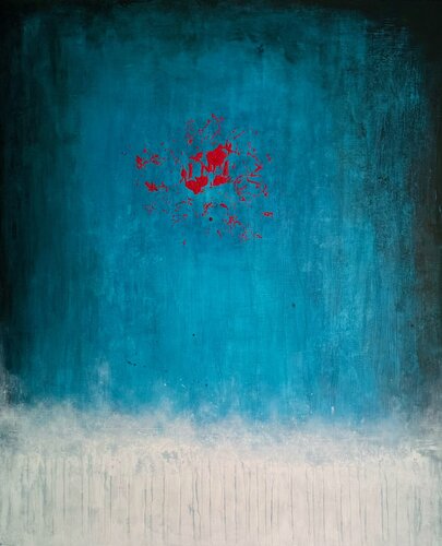 Turquoise blanc et rouge von Farid BELLAL, Malerei kaufen auf Singulart