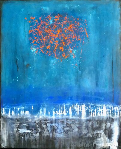 Bleu, orange di Farid BELLAL, Pittura in vendita su Singulart