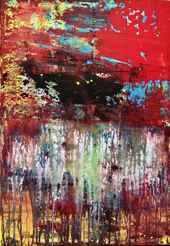 Rouge, noir, jaune van Farid BELLAL, Schilderij te koop op Singulart