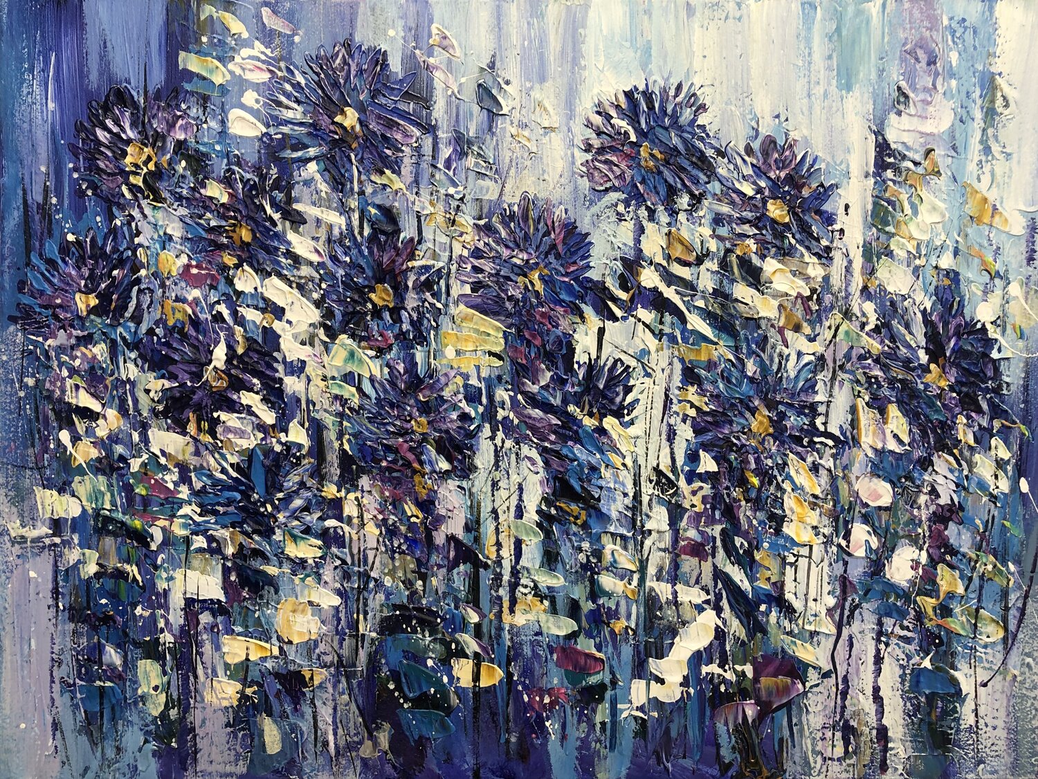 Floral Rhapsody in Blue Mykola Zorin Originalgemälde zu verkaufen