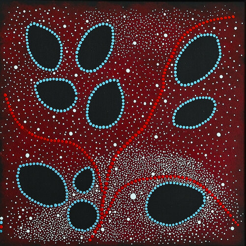 Champs noirs, ligne rouge par Françoise SUZANNE, Peinture en vente sur Singulart