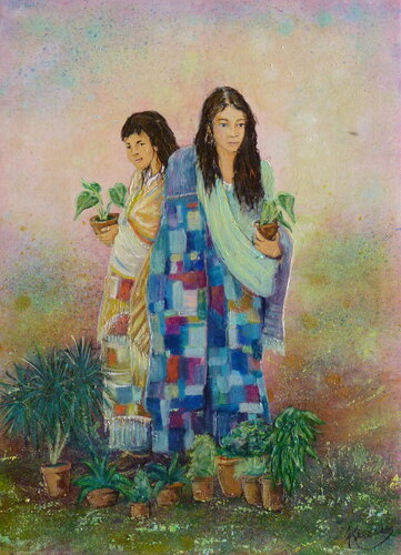 Les marchandes de plantes by Olivier Brossard, Painting for Sale on Singulart