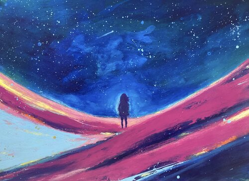 Silenzio 25 — Sternschnuppenzauber van Fabiola Weißhar, Schilderij te koop op Singulart