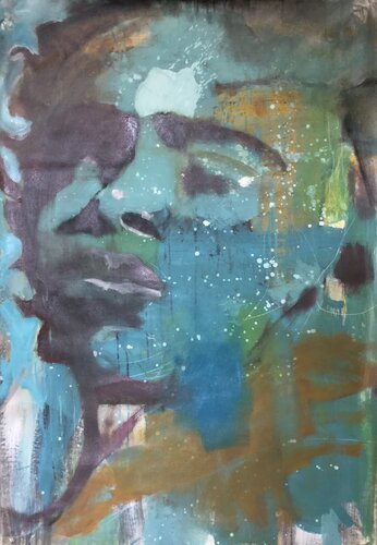 Porträt in Blau von Vreni Knott, Malerei kaufen auf Singulart