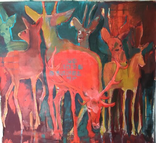 Roter Hirsch van Vreni Knott, Schilderij te koop op Singulart