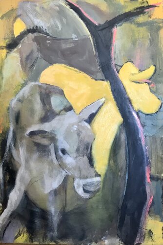 Gelbe Kuh van Vreni Knott, Schilderij te koop op Singulart
