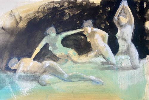 #Reigen, #Rundtanz#Akte in Bewegung van Vreni Knott, Schilderij te koop op Singulart