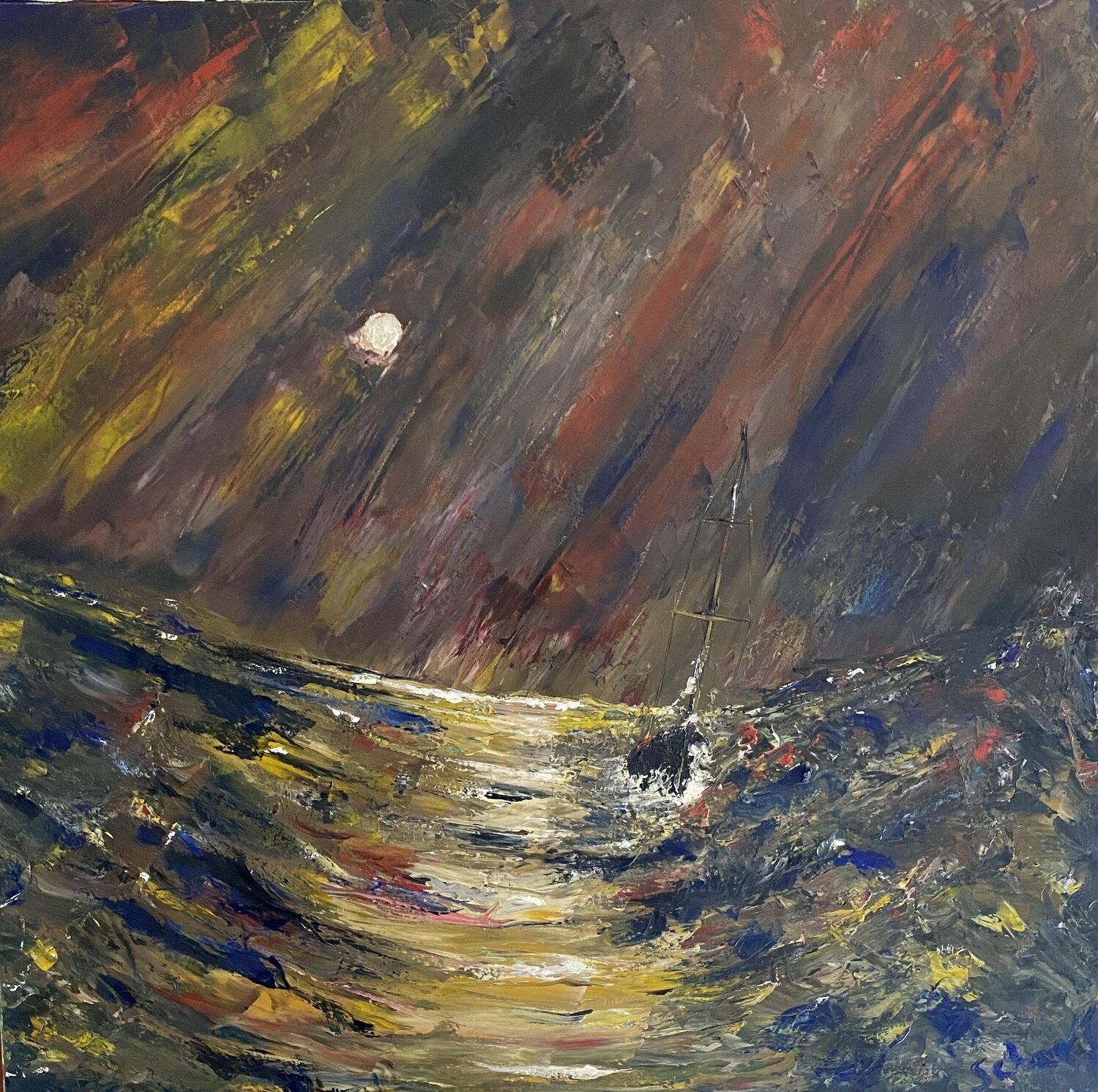 Tempête en mer par clair de lune Dan Schaef