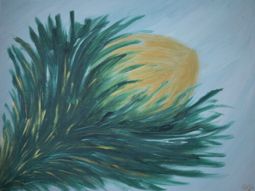 Vibrant feather flower N°4 von Ana Karina Haller, Malerei kaufen auf Singulart