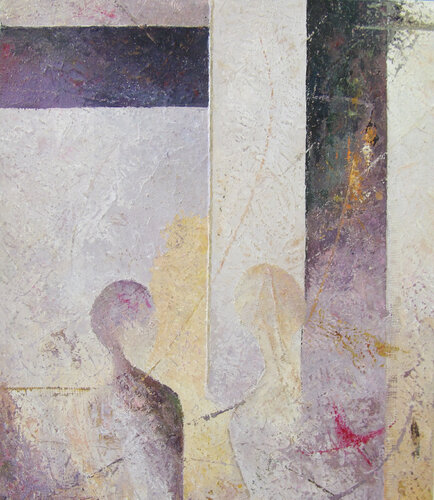 En regardant par la fenêtre van J-Claude Bernard, Schilderij te koop op Singulart