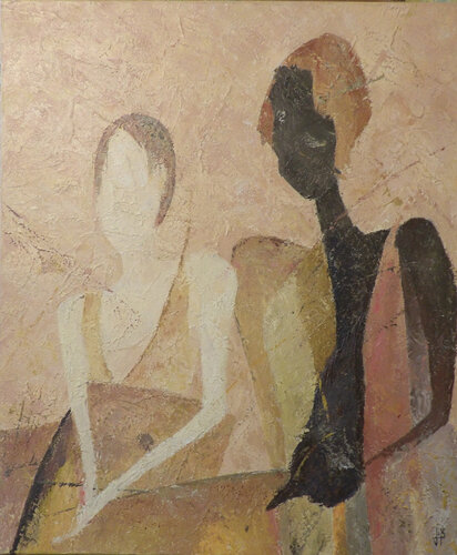 L'accompagnatrice by J-Claude Bernard, 油畫 for Sale on Singulart