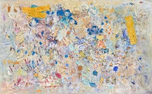 Zahava lupu - Original oil on canvas - Afternoon Flowers #5670 par Art Time Gallery, Peinture en vente sur Singulart