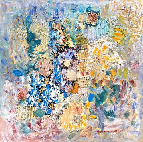 Zahava lupu - Original oil on canvas - Abstract Hope #5669 par Art Time Gallery, Peinture en vente sur Singulart