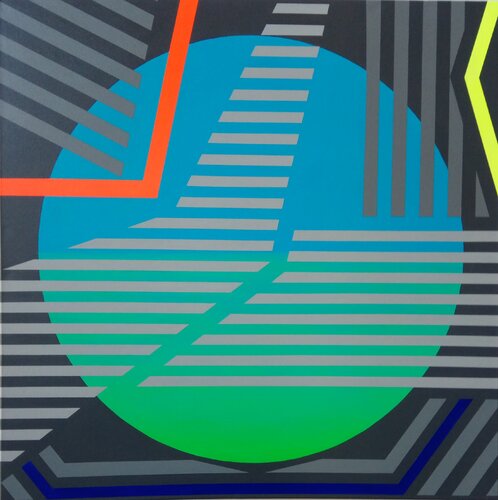 Cerchio blu e verde van Wio Karstens, Schilderij te koop op Singulart