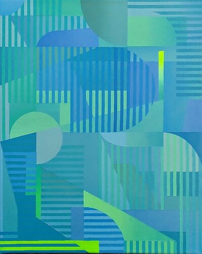 Geometria in verde e blu 3 von Wio Karstens, Malerei kaufen auf Singulart