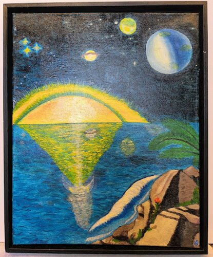 SpaceSunset par Olha Hranevska, Peinture en vente sur Singulart