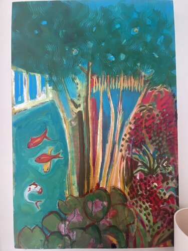 Sous les nénuphars par sabrina alvarez, Peinture en vente sur Singulart