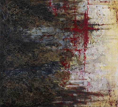 Golgotha – Light Standing Before Shadows by Predună Cristinel, Painting for Sale on Singulart