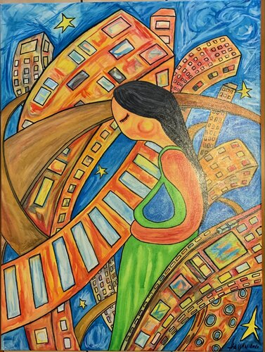 FEMME ENCEINTE par Hassan Zanoune, Peinture en vente sur Singulart