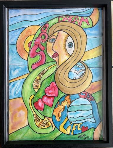 LA FEMME AUX CHEVEUX D'OR par Hassan Zanoune, Œuvre sur papier en vente sur Singulart