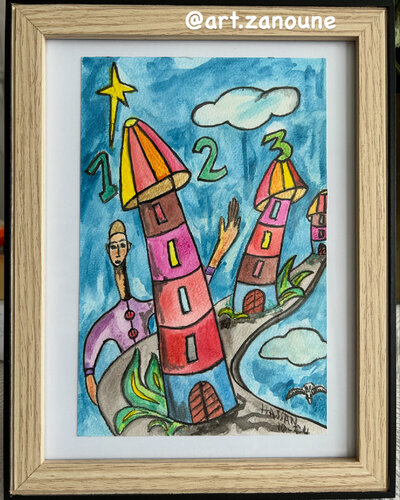 Les Trois Tours par Hassan Zanoune, Peinture en vente sur Singulart