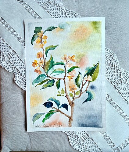 Rama de frutal en flor. by Lola López Girón, Painting for Sale on Singulart
