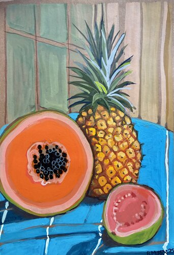 Tropical fruit still life di Rebecca Merry, Pittura in vendita su Singulart
