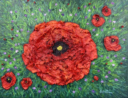 Radiant Poppy van Lisett Llorens, Schilderij te koop op Singulart