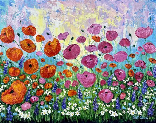 Happy Poppies van Lisett Llorens, Schilderij te koop op Singulart