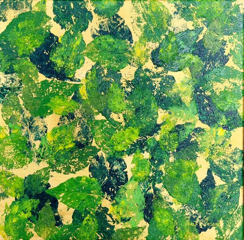 Swirling Leaves in Gold van Lisett Llorens, Schilderij te koop op Singulart