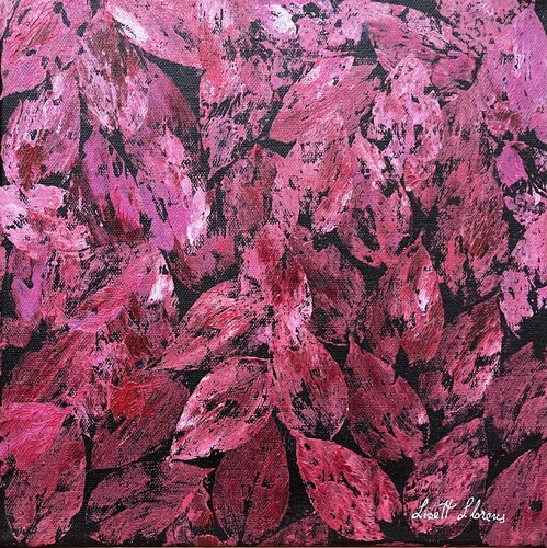 Swirling Leaves in Pink van Lisett Llorens, Schilderij te koop op Singulart