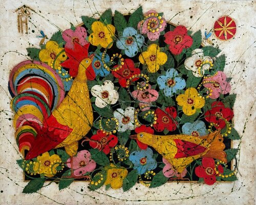 Rooster and hen de Vyacheslav Gayun, Pintura a la venta en Singulart