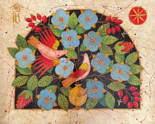 Birds and bouquet von Vyacheslav Gayun, Malerei kaufen auf Singulart