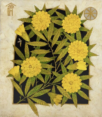 Yellow chrysanthemums van Vyacheslav Gayun, Schilderij te koop op Singulart