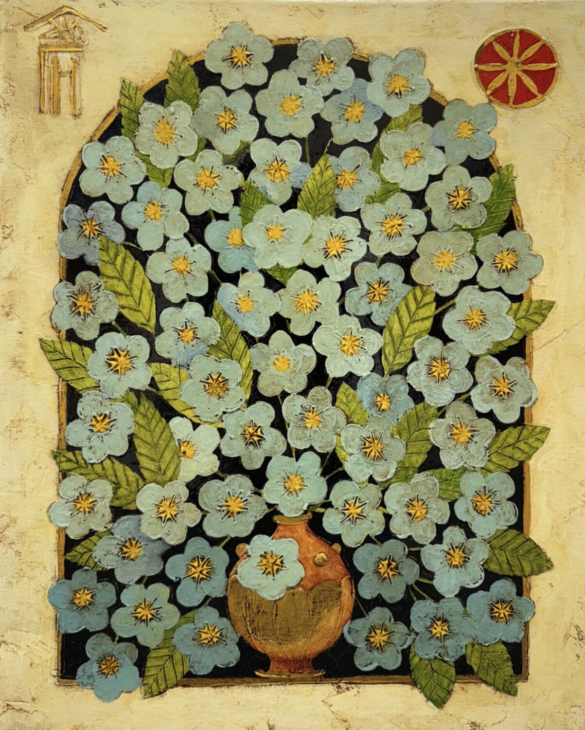 Bouquet of Forget-me-nots Vyacheslav Gayun Originalgemälde zu verkaufen