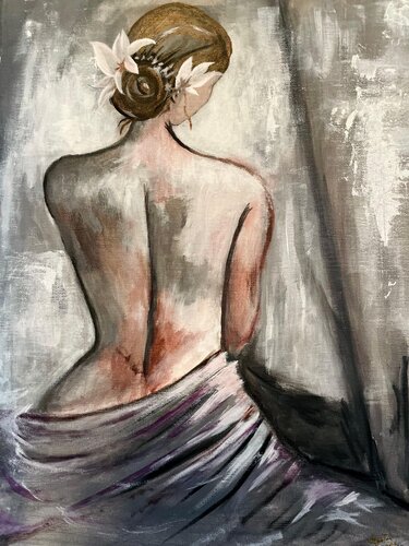 In Stillness, She Blooms - "Mila" de Joyce Tan, Pintura a la venta en Singulart