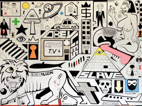 COVID T.V di Pejman Ebadi, Pittura in vendita su Singulart