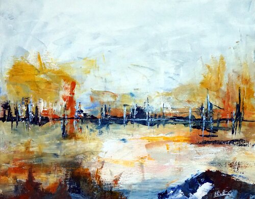 Passerelle culturelle sur la vie van Eliette Gaurin, Schilderij te koop op Singulart