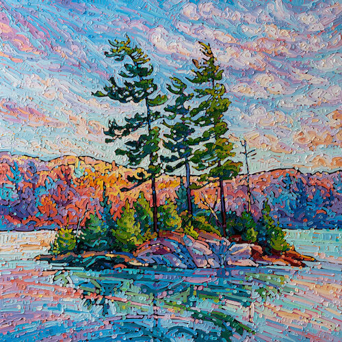 Muskoka Island in Autumn van Noémie L. Côté, Schilderij te koop op Singulart