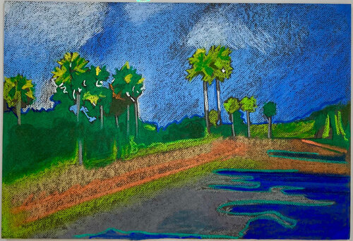 Carmels Palms, Shiribn Hills by James Vaulkhard, Work on Paper for Sale on Singulart