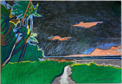 Twilight Walk on Msambweni Beach by James Vaulkhard, Work on Paper for Sale on Singulart