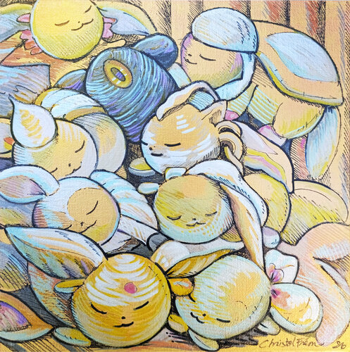 Au dodo les Pokemons von Christel Fréon, Malerei kaufen auf Singulart