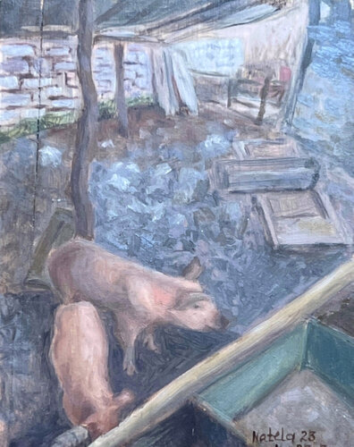 Evening at the Barnyard van Natela Krutii, Schilderij te koop op Singulart